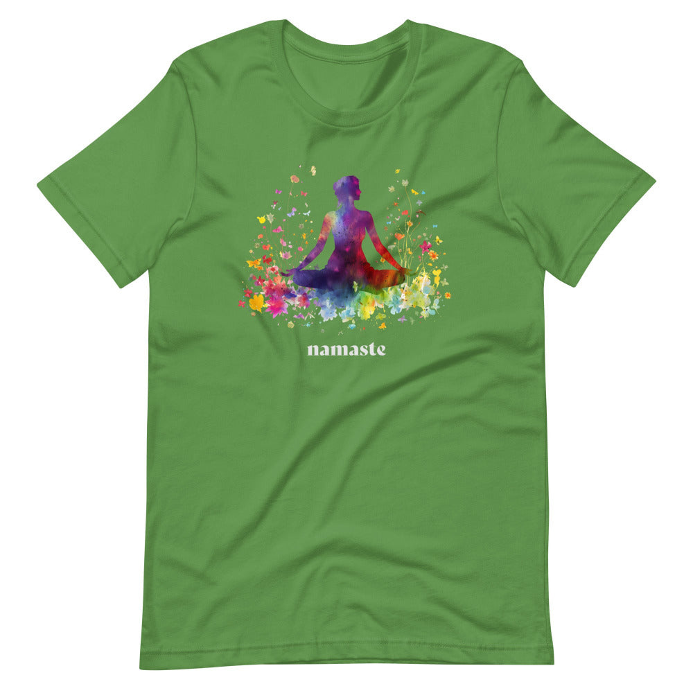 Namaste Yoga Meditation TShirt - Rainbow Garden - Leaf Color - https://ascensionemporium.net